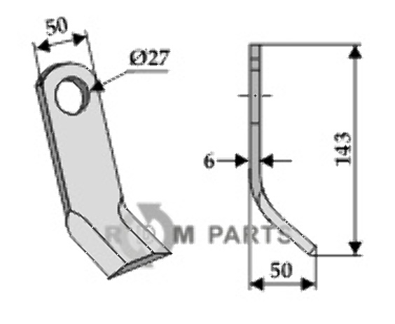 RDM Parts Y-blade fitting for Bomford 7190315