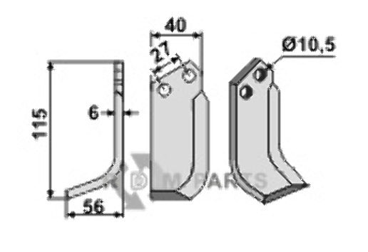 Blade, left model fitting for B.C.S. 48425