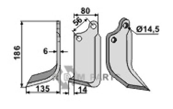 Freesmes, linkse uitvoering passend voor Maschio / Gaspardo 02108433 Freesmes, linkse uitvoering passend voor Maschio / Gaspardo 02108433