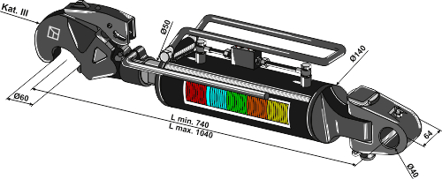 Hydraulic top-link with hook and swivelling tie-rod