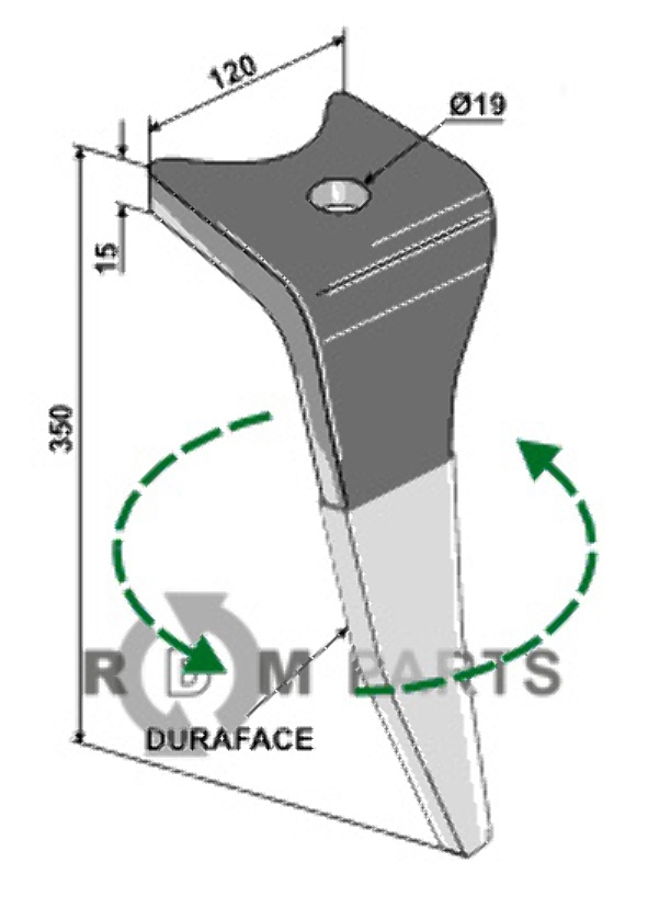 Tine for rotary harrows (DURAFACE) - left model - 6171300