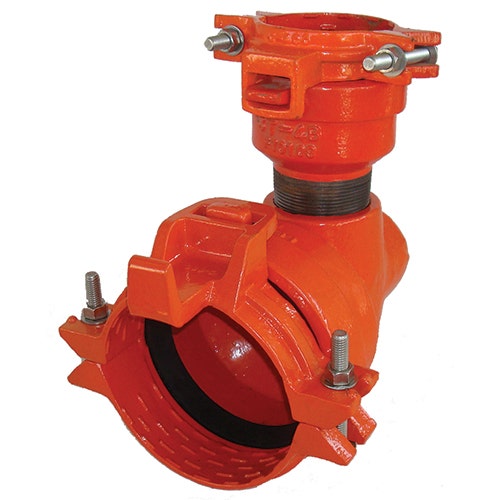 Leemco tapped elbow - 6 x 2 bell x fpt 90 bend