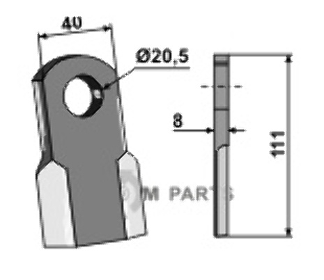 RDM Parts Recht mes passend voor Agrimaster 3007853