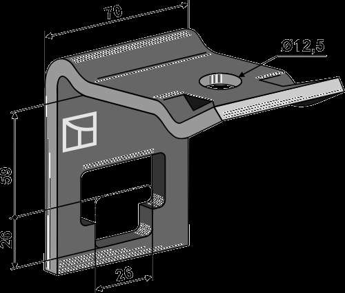 Clamp for  tine 25 x 25