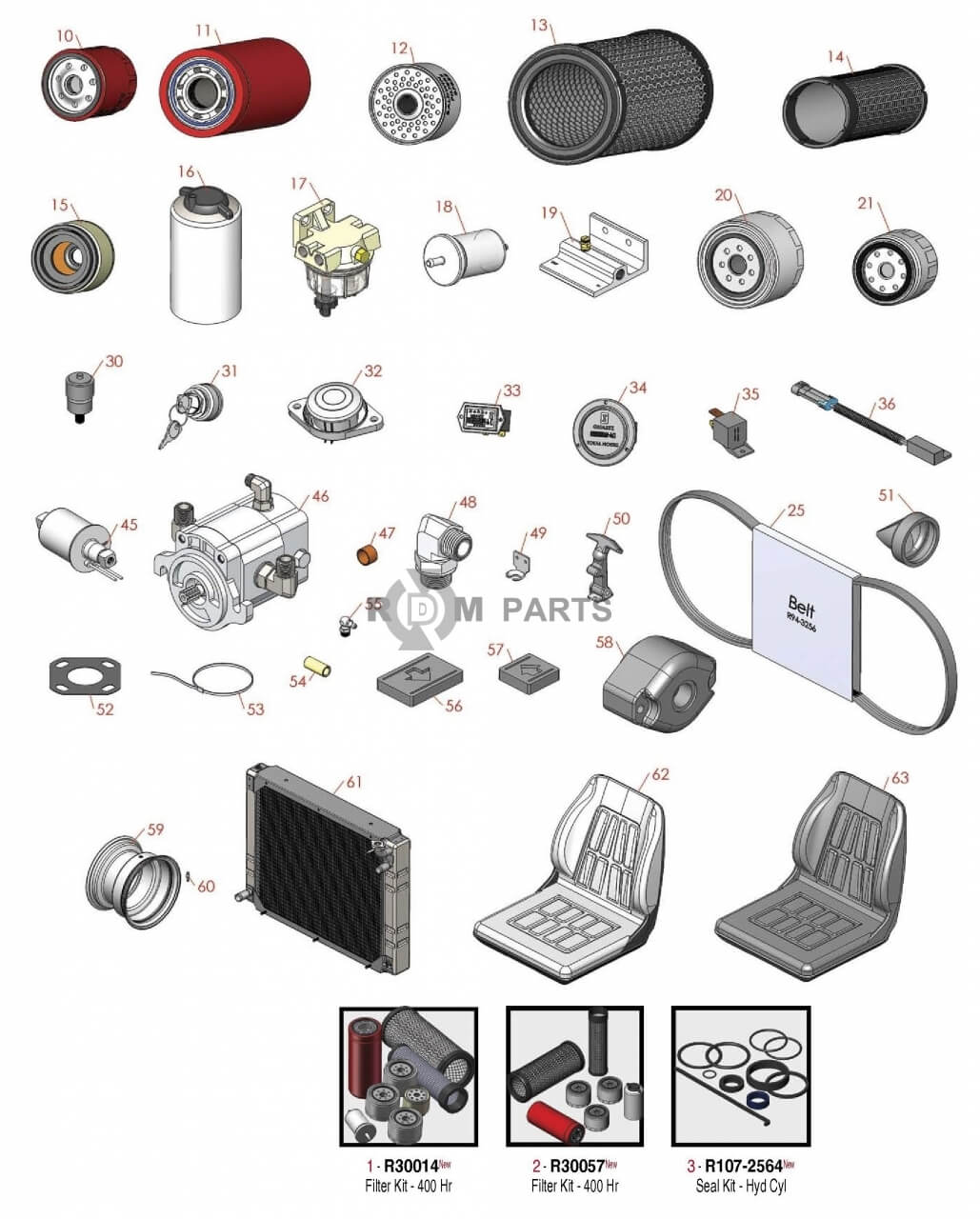 Replacement parts for RM 6500D & 6700D Traction unit
