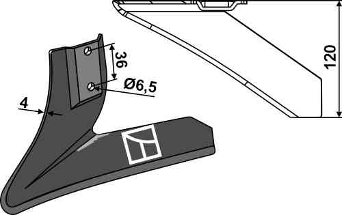 Angled wing share - left