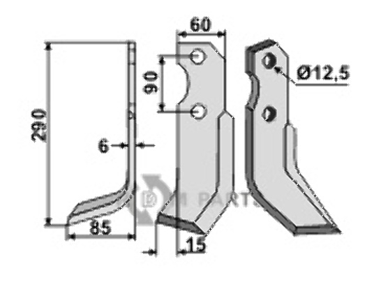 Blade, left model fitting for Pegoraro TL 3300/1