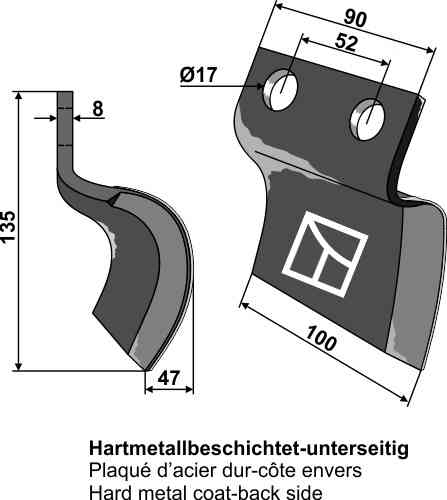 RDM Parts Mes voor grachtenfrees - rechts