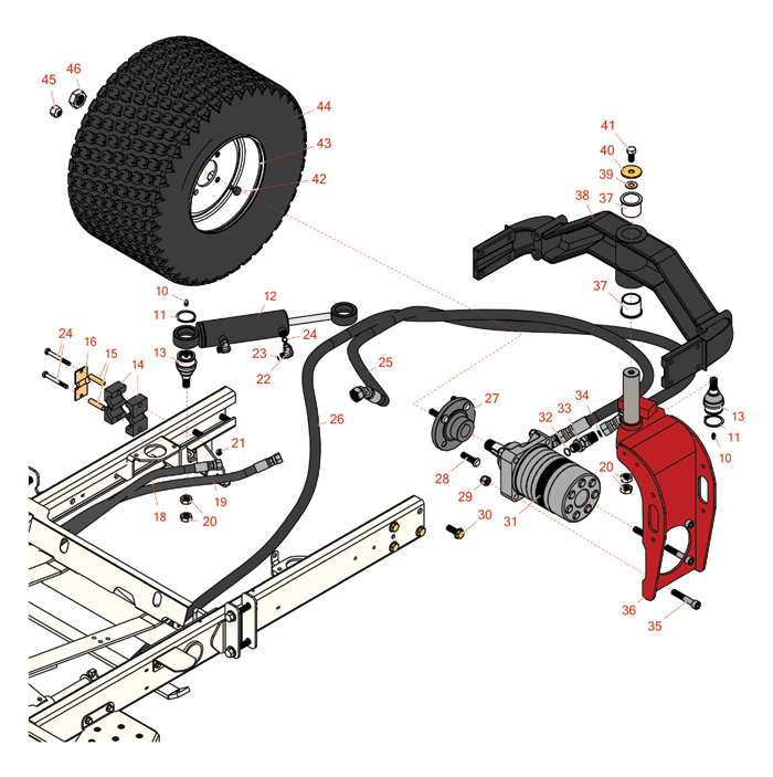 Rear wheel parts suitable for your Toro Groundsmaster 3500-D