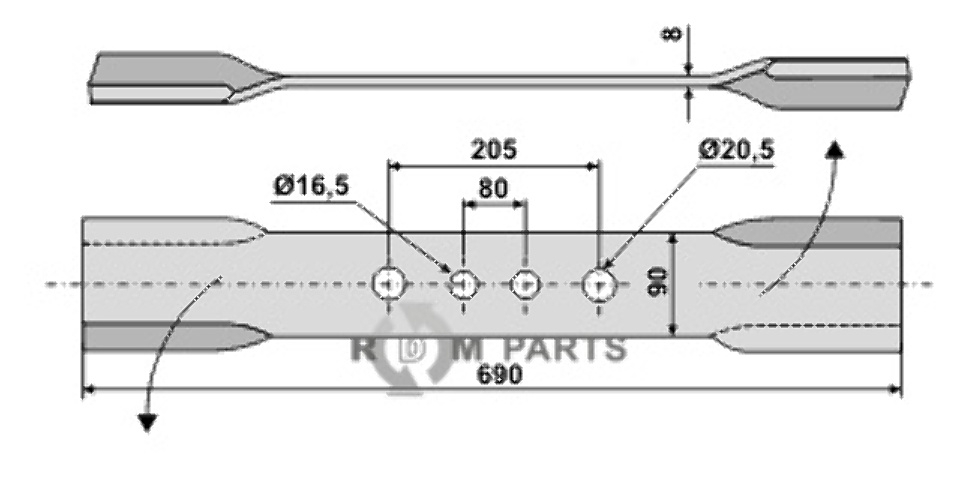 RDM Parts Gedrehtes Messer - linke Ausführung