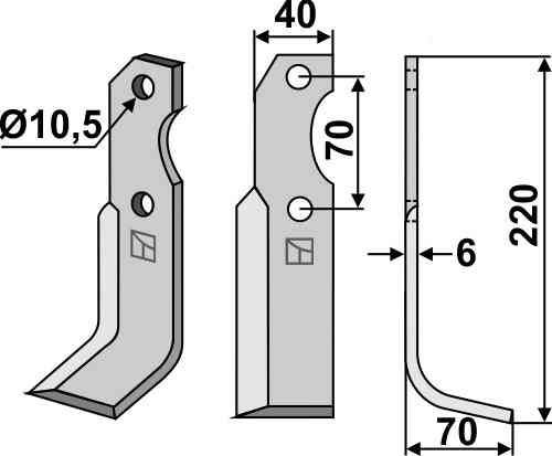 Blade, right model fitting for Brumital-Agris 20Z05