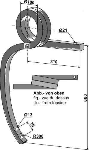 Double coil spring, right fitting for Vogel u. Noot 884601 / G3147001