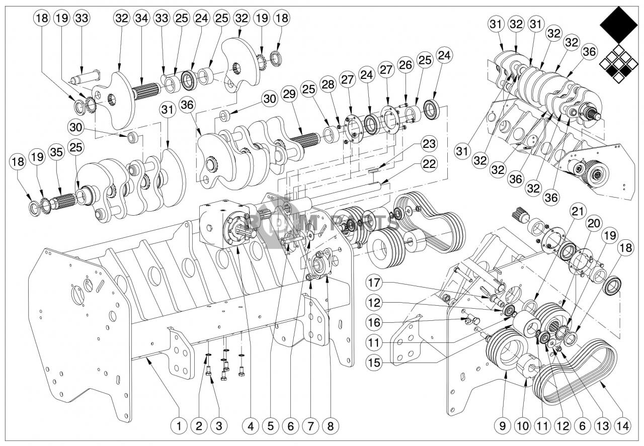 Replacement parts for VD7110 Krukas en lagers