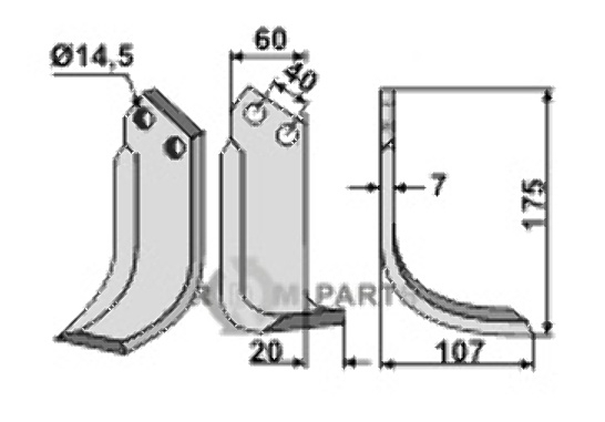Blade, right model fitting for Maletti MA1302177 Blade, right model fitting for Maletti MA1302177