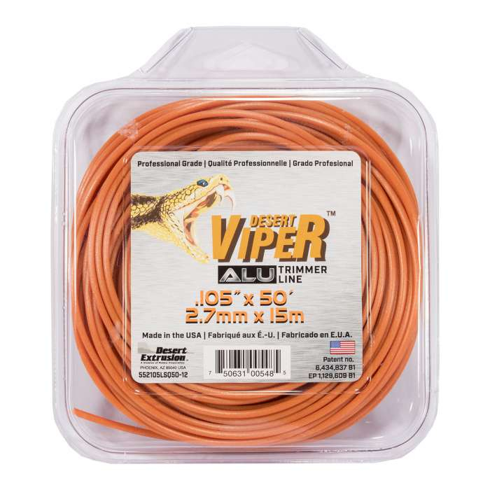 Trimmer line desert viper alu - large square orange .105" / 2,7 mm 50' / 15 m