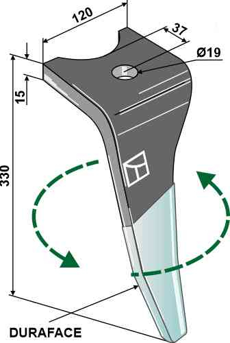 Tine for rotary harrows (duraface) - left model rh-ama-10l-dura