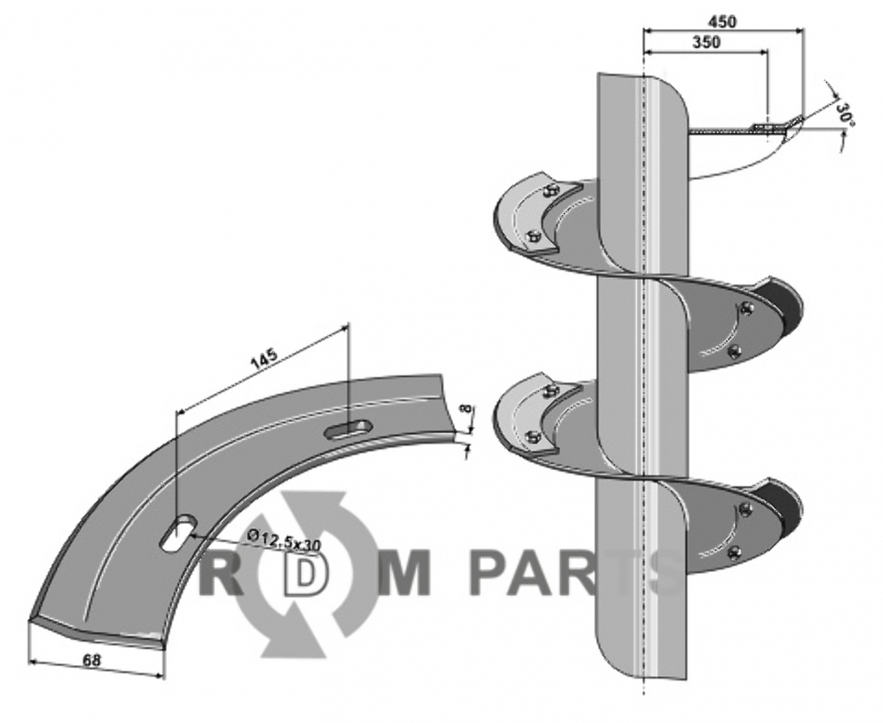 RDM Parts Sneglesegment, venstre version pa