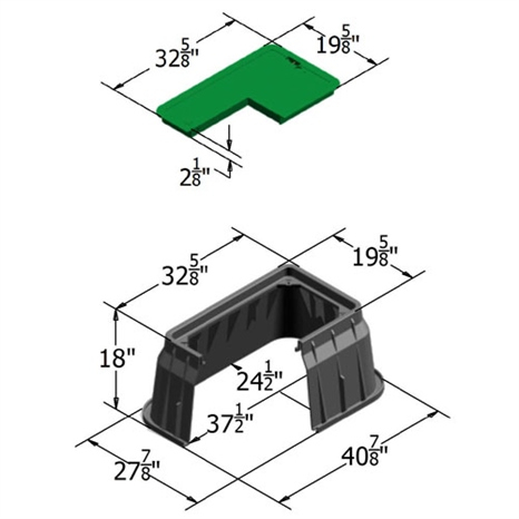 Carson valve box with lid - 1730 blk-grn blank
