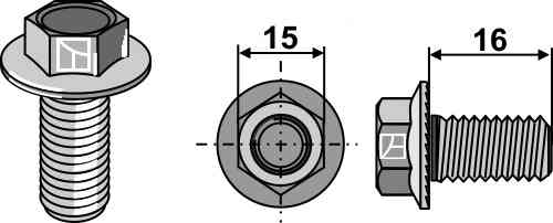 Bolt for rotary mower blades - M10x1,5 - 12.9 fitting for Fella 477274