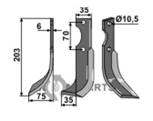 Blade, left model fitting for Yanmar 322-682-782